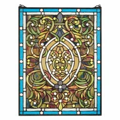Best Sale 😍 Design Toscano Beguiled In Blue Tiffany-Style Stained Glass Window 🧨