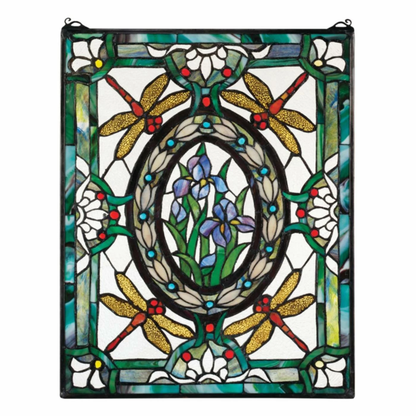Cheap β€οΈ Design Toscano Dragonfly Floral Stained Glass Window π