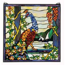 Hot Sale 🌟 Design Toscano The Peacocks Garden Stained Glass Window 🎁