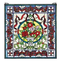 Hot Sale 🤩 Design Toscano Panier Des Fleurs Stained Glass Window 🎁