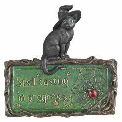 Promo 🌟 Wicker Design Toscano Witch Cat Spell-Casting Wall Sculpture 😉