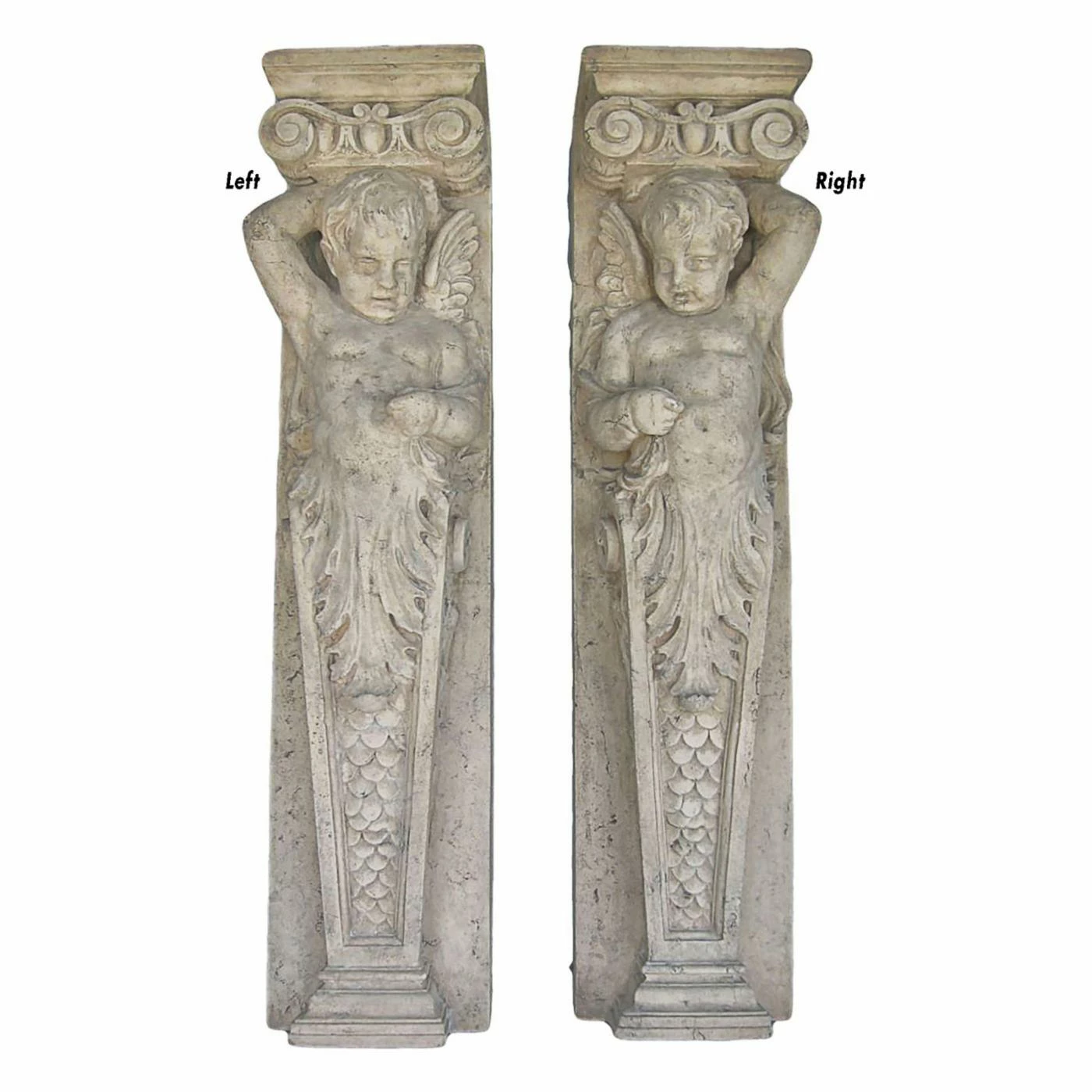 Cheapest โ๏ธ Wicker Design Toscano Fontainebleau Winged Cherub Architectural Pilaster Sculptures - Set Of 2 ๐