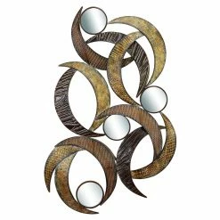 Budget 🧨 Metal DecMode Abstract Crescent Iron And Mirror Wall Accent 🔔