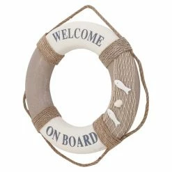 Promo 🎁 Upholstered DecMode Welcome On Board Life Ring Wall Accent 😀