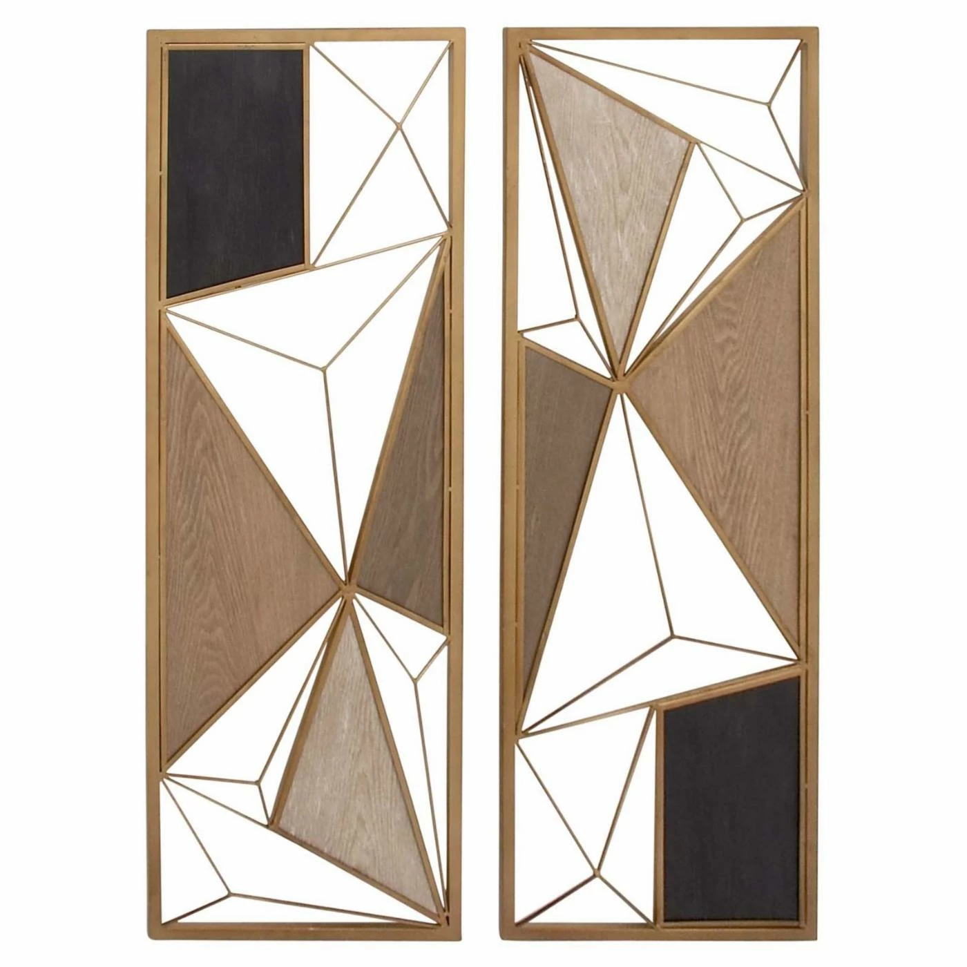 Outlet π DecMode Wood And Iron Geometric Wall Plaques - Set Of 2 π