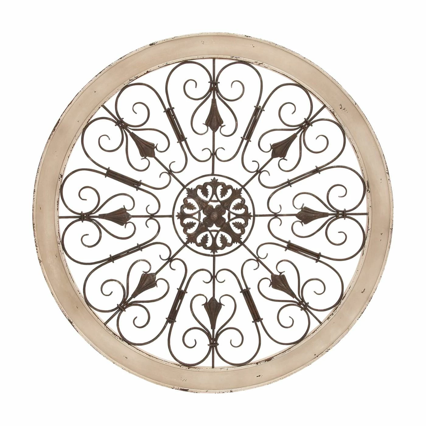 Outlet βοΈ Metal DecMode Rustic White And Black Framed Heart Scrollwork Wall Medallion π