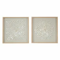 Best Sale ❤️ Wood DecMode Set Of 2 Overlapping Shells Shadow Box Wall Art ⭐