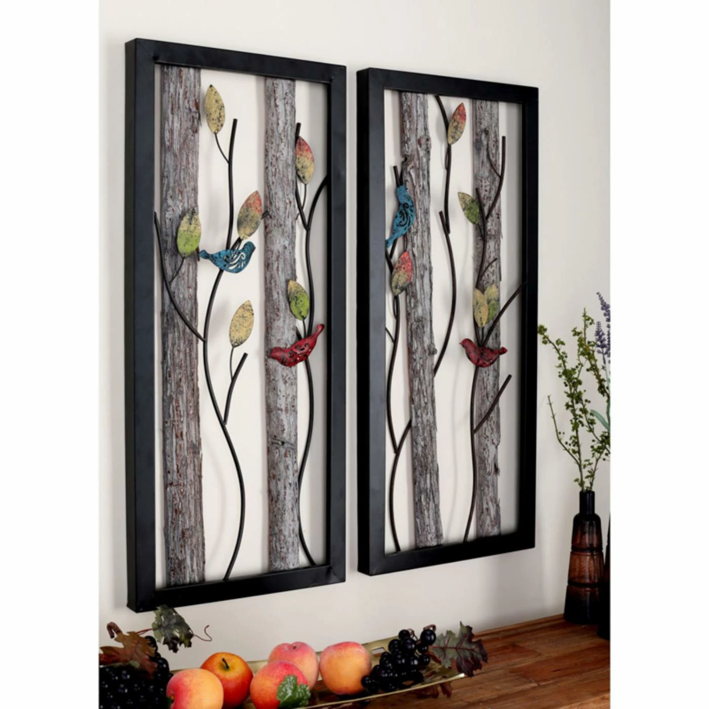 Best Pirce π Wood DecMode Tree Trunks, Vines And Birds Wall Sculpture - Set Of 2 βοΈ