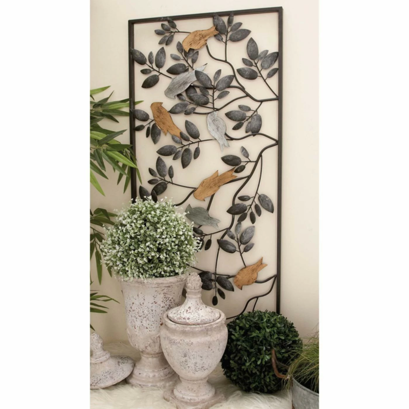 Cheapest ๐ Metal DecMode Birds On Vine Wall Sculpture ๐