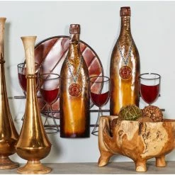 Hot Sale 🔥 DecMode Metal Wine Bottles And Glasses Wall Sculpture 🎉