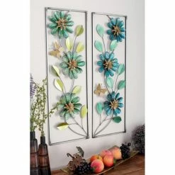 Wholesale 👏 Metal DecMode Ribbed Pattern Wall Sculpture - Set Of 2 ⌛