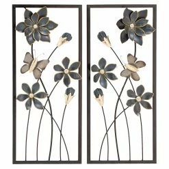 Buy ⭐ Metal DecMode Blossoms And Flowers Wall Sculpture - Set Of 2 🌟