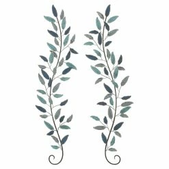 Buy 🛒 DecMode Blue Metal Leaf Wall Sculpture - Set Of 2 🛒
