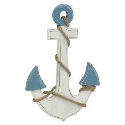 Brand new 👍 DecMode Blue And White Wood Anchor Wall Sculpture 🌟