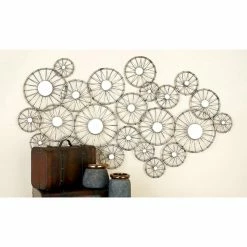 Promo 💯 DecMode Starburst Rings And Mirrors Metal Wall Sculptures - 60W X 34H In. 👍