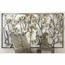 Best Pirce ✔️ DecMode Framed Rectangular Sculpted Metal Flowers Wall Sculpture - 72W X 40H In. ❤️