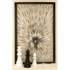 Budget 🛒 DecMode Framed Twisted Nickel Metal Ribbon Sunburst Wall Sculpture - 60W X 40H In. ❤️
