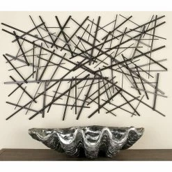 Discount 😉 Metal DecMode Rectangular Polished Iron Rod Abstract Wall Sculpture - 48W X 30H In. 🛒