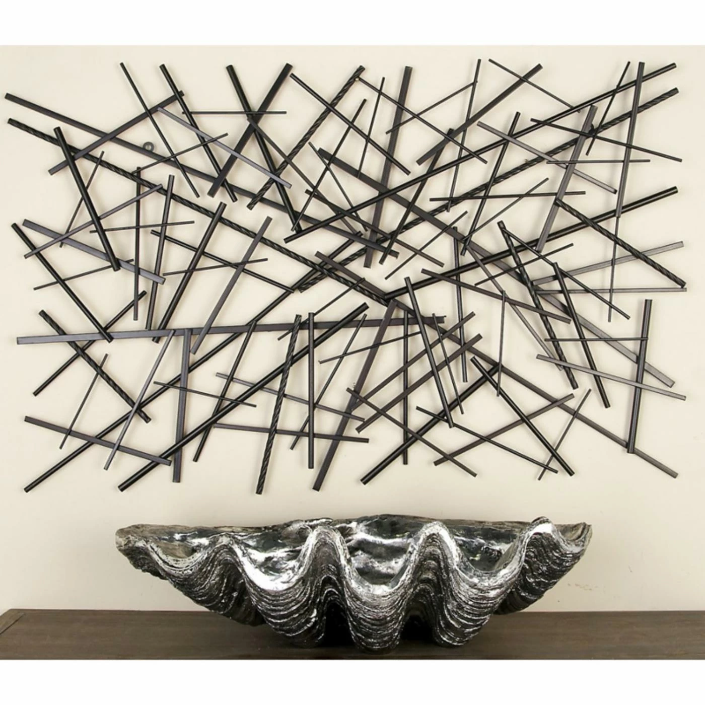 Discount ๐ Metal DecMode Rectangular Polished Iron Rod Abstract Wall Sculpture - 48W X 30H In. ๐