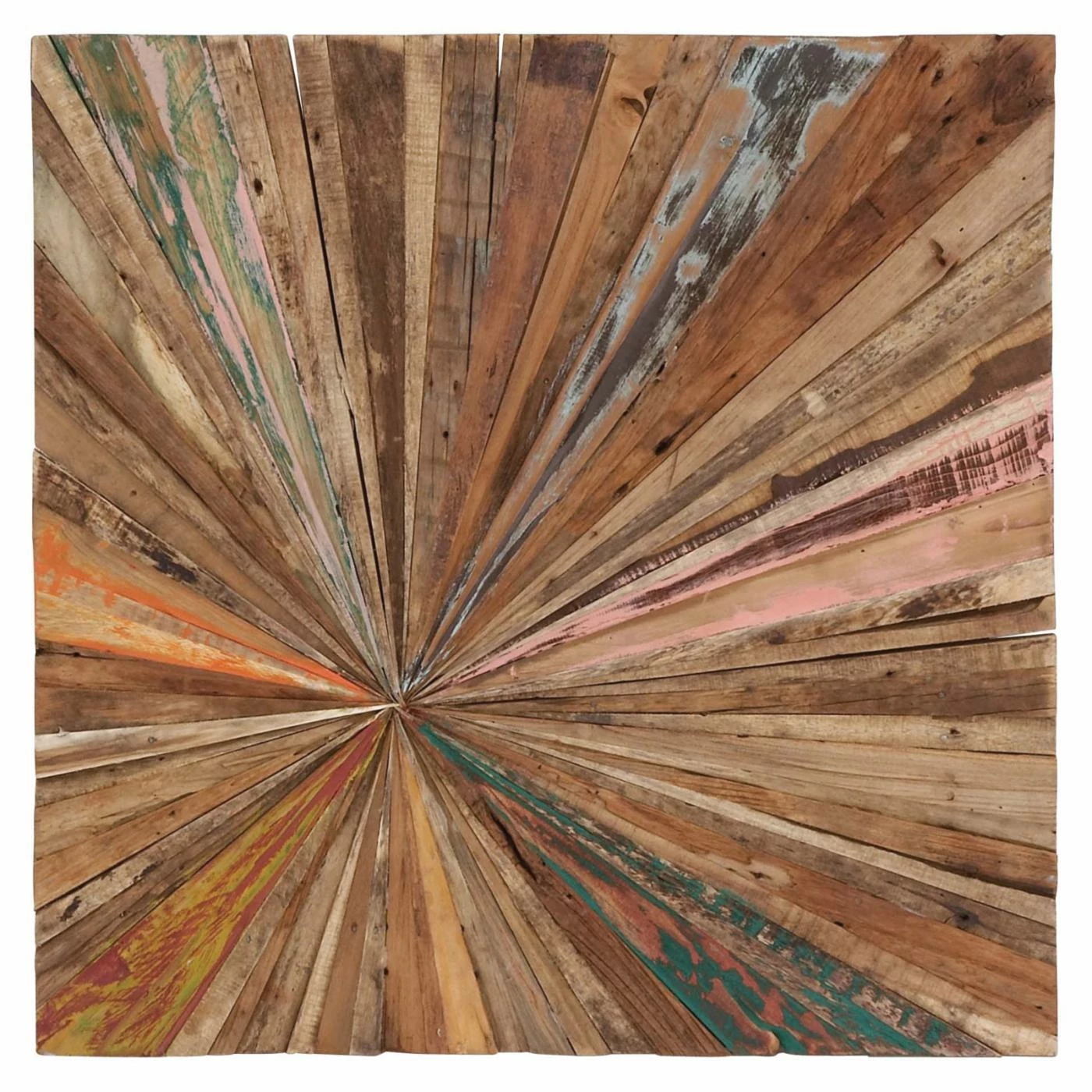 Hot Sale ๐งจ Wood DecMode 28W X 28H In. Distressed And Painted Teak Abstract Wall Sculpture โ๏ธ