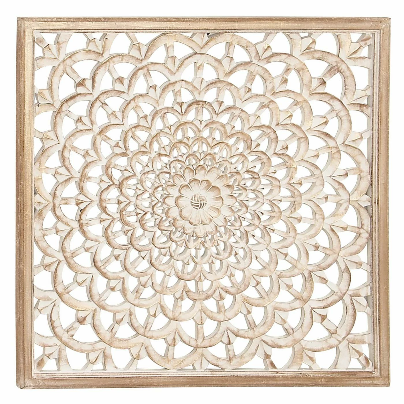 Best deal β DecMode Flower Inspired Carved Pine Wood Wall Panel π