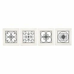 Best Sale 🌟 DecMode Flourished And Floral Wood And Iron Wall Plaque - Set Of 4 👍