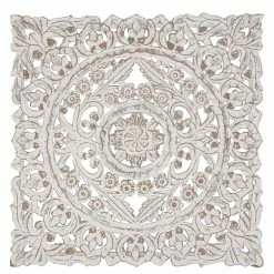 Outlet ✨ DecMode Floral Medallion Whitewash Wood Wall Panel 😍