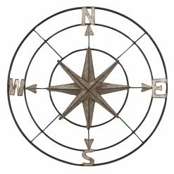 Best Pirce 🔔 Metal DecMode Galvanized Iron Compass Wall Decor ⭐