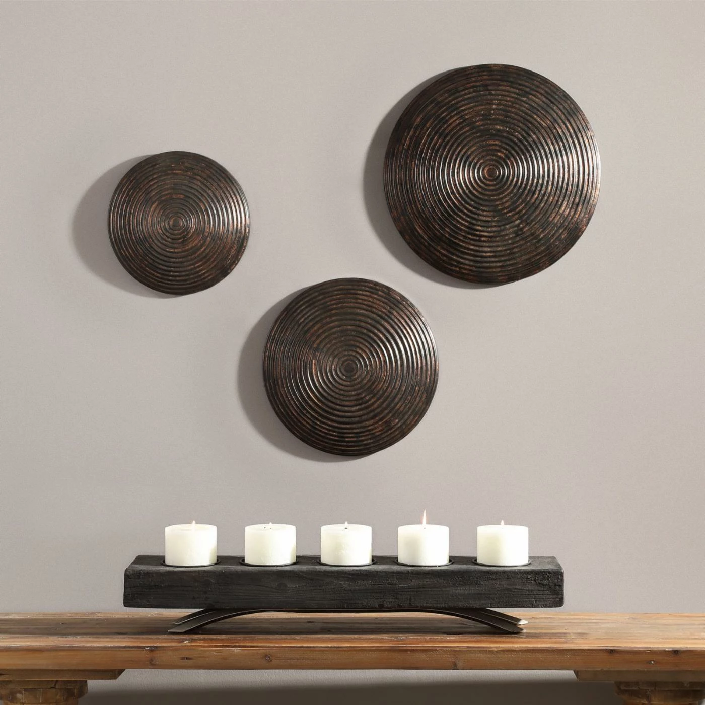 Best Sale β Metal Uttermost Hanneli Ribbed Bronze Circles - Set Of 3 π