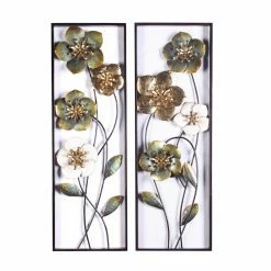 Flash Sale 😉 LuxenHome Metal Flowers Panel Wall Decor - Set Of 2 🥰