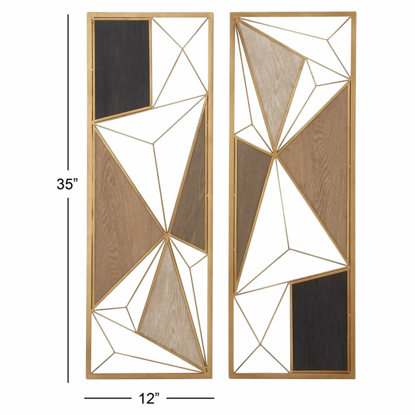 Outlet π DecMode Wood And Iron Geometric Wall Plaques - Set Of 2 π - Image 5